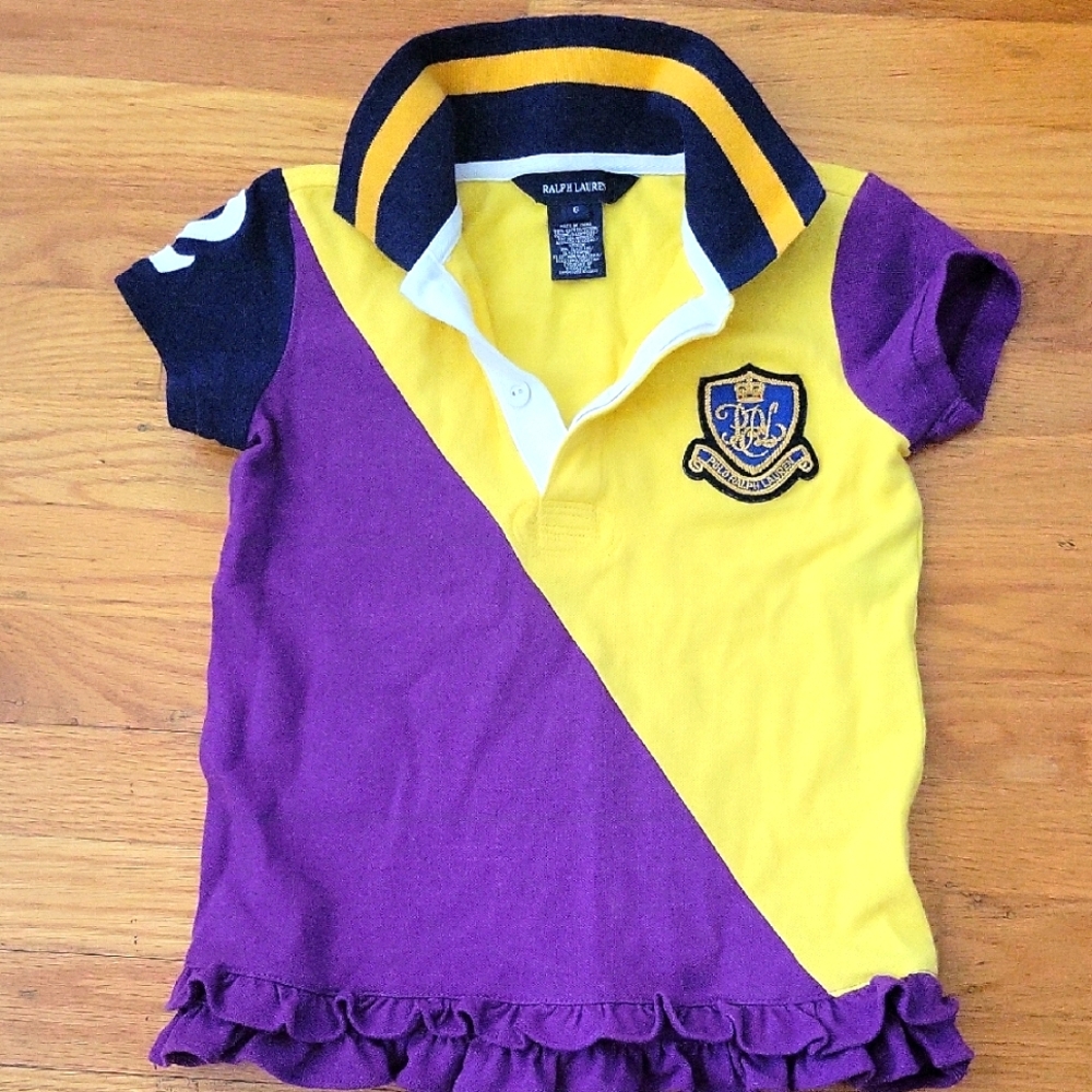 Ralph Lauren Purple and Yellow Polo Shirt